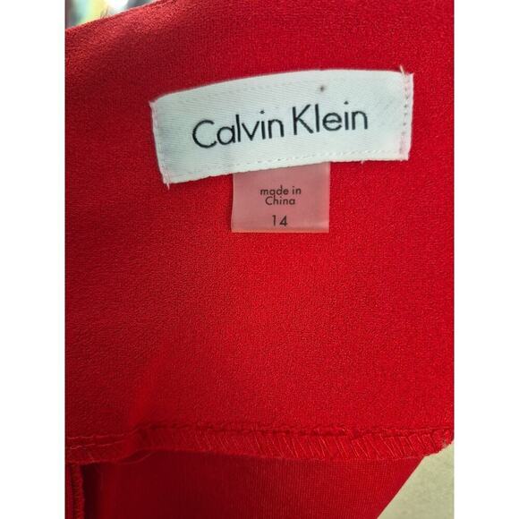 NWT Calvin Klein Poly/Spandex Cherry Red Bodycon Sheath Dress  Sz 14 - Picture 5 of 7